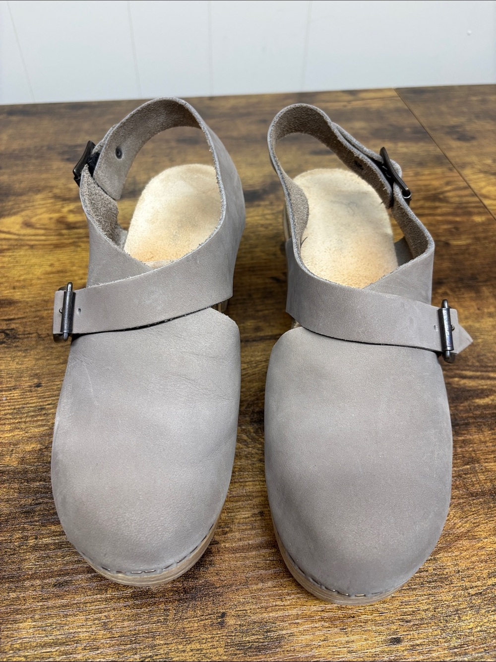 Calou Stockholm Taupe Suede Clog with Adjustable Strap